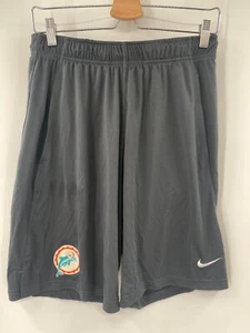 MIAMI DOLPHINS THROWBACK LOGO GRAY NIKE PRACTICE SHORTS W/ POCKETS - Picture 1 of 6