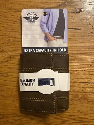 Dockers Men's Coated Leather Trifold Wallet Maximum Capacity Brown RFID Security - Image 1 of 2