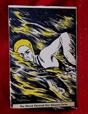 1937 D146 GERTRUDE EDERLE Thrilling Moments Donut Corp. vtg 30s Strip Swim Card 