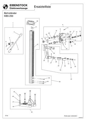 EIBENSTOCK ELEKTROWERKZEUGE Eibenstock Ersatzteile für KBS 250 Kaminbohrständer