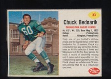 1962 Post Cereal Football  Chuck Bednarik  # 33   Set Break