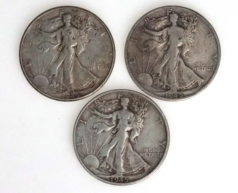 1945 P,D,S Set of Walking Liberty Silver Half Dollars Cover
