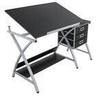 Table à dessin réglable bureau à dessiner art artisanat avec tiroirs design studio noir