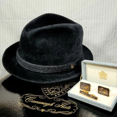 Vintage CAVANAGH "Shakudo" Fedora Hat (Suit Set 24k) - Black Fur Finish (Vv) ~7¼ - Image 1 of 4