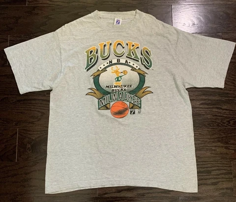 Vintage 80s Milwaukee Bucks NBA BASKETBALL Shirt OG Single Stitch Mens XL Logo 7 Cover
