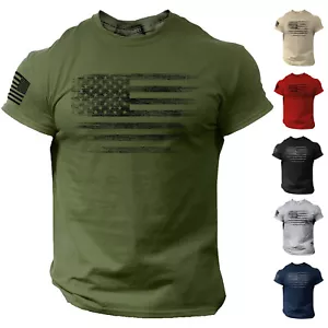 USA Distressed Flag Men T Shirt Patriotic American Tee S - 2XL - Afbeelding 1 van 12