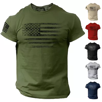 USA Distressed Flag Men T Shirt Patriotic American Tee S - 2XL - Image 1 of 3
