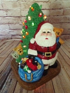 VTG Ceramic Santa Christmas Tree Lighted Tabletop Tree with Lights Hand Painted - Picture 1 of 9