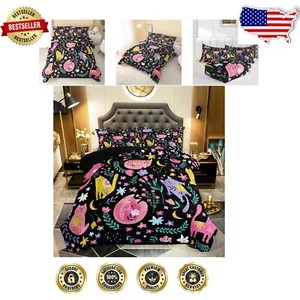 Luxurious Down Alternative Floral Cat Comforter Set in King Size - 3 Pieces - Picture 1 of 9
