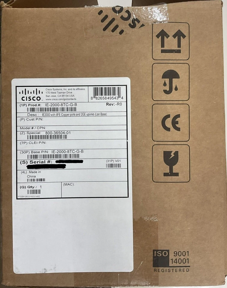 NEW IN ORIGINAL BOX Cisco IE-2000-8TC-G-B Industrial Ethernet 2000 Series - Image 1 of 1