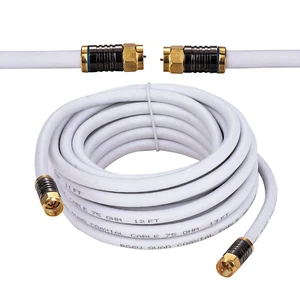 10ft RG6 Quad Shield Coaxial Cable In wall CL2 18AWG TV Antenna Satellite White - Picture 1 of 7