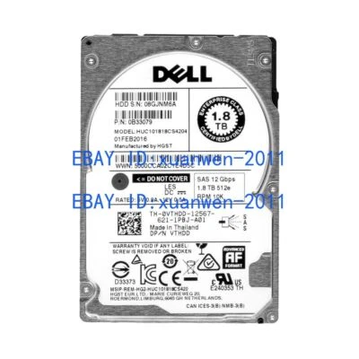 DELL 1.8TB SAS 12Gbps 512e RPM 10K HUC101818CS4204 DP/N VTHDD 0VTHDD - Image 1 of 3