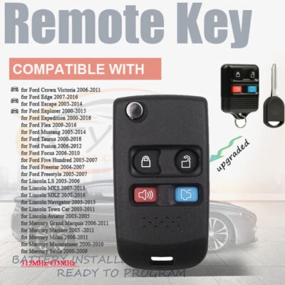  Модернизированный брелок дистанционного управления 4B для Ford, Lincoln, Mercury Focus 315/433 МГц CWTWB1U345 - Изображение 1 из 4