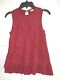 GIRL~EYECHADOW~RED~LACE OVERLAY~95%COTTON/5%SPANDEX~SLEEVELESS~TOP SIZE M(10)