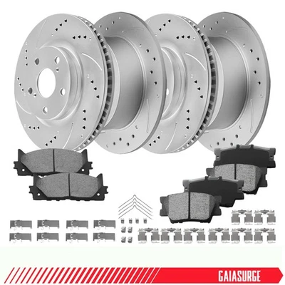 FITS 2007 2008 2009-2012 Lexus ES350 3.5L Front & Rear Drilled Brake Rotors Pads Foto 1 de 4