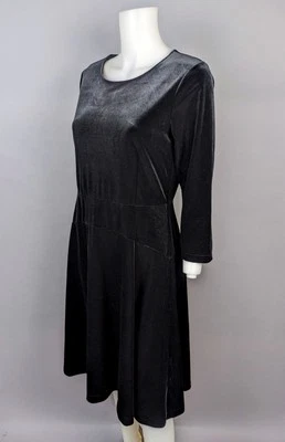 Vestido Patinador Lands End Nuevo con Etiquetas Terciopelo Negro Manga 3/4 Elastizado Ajuste y Acampanado Talla Pequeña Foto 1 de 4