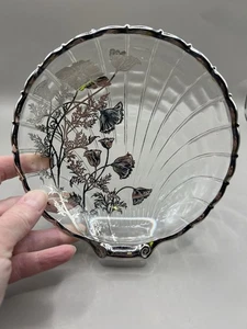 Piatto caramelle vintage argento città vetro conchiglia papavero floreale sterling sovrapposizione - Foto 1 di 7