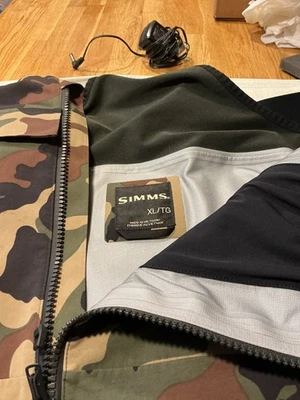 Men's Simms CX Fishing/Hunting Waterproof Bib Woodland Camouflage Size XL - Image 1 of 4