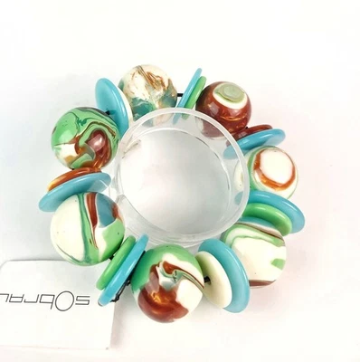 Sobral Eteria Special Edition Marbled Large Orb & Disk Beads Artist Made Stretch - Image 1 of 4