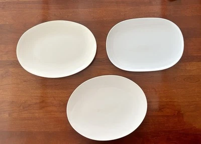 Lot 3 White Oval Serving Platters Break Resistant Dishwasher Safe Melamine - Image 1 of 4