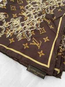 Louis Vuitton Silk Scarf Dentelle Monogram Brown bandana - Picture 1 of 6