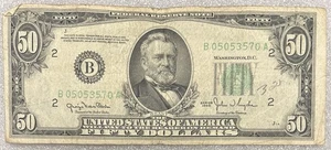 1950 New York $50 Bill BL11 - Picture 1 of 2