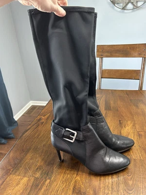 Antonio Melani Heel Boots Size 9 Stretch Fabric Calf Black - Image 1 of 4