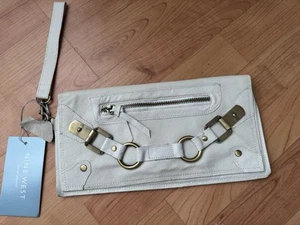 Nine West White Leather Clutch Wristlet - Picture 1 of 15