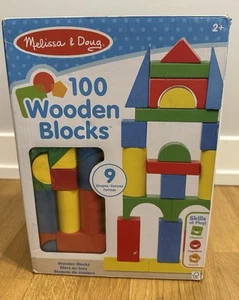 NIB Melissa & Doug 100 Count Wooden Blocks, 9 Different Kind, Ages 2+ - Picture 1 of 8