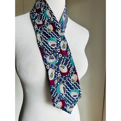 Corbata vintage para hombre seda geo estampado Geoffrey Beene accesorios unisex ropa de hombre Foto 1 de 3