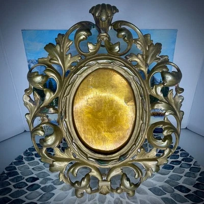 Art Nouveau Solid Brass Oval Picture Frame Antique Victorian Granny Cottage Core - Image 1 of 4