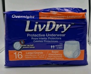 LivDry 16 Intimo Protettivo Grande Pernottamento Donna e Uomo Morbido Assorbente Perdite - Foto 1 di 2