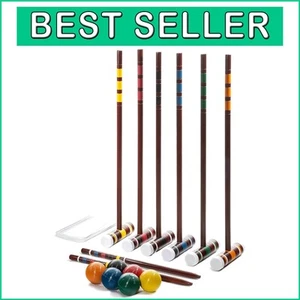 Intermediate Croquet Set with Steel Wickets and Colorful Mallets - 6 Players - Picture 1 of 11
