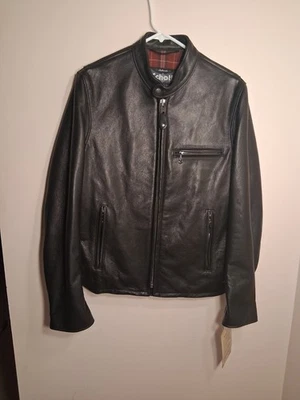 Schott NYC 打蜡天然鹅卵石牛皮夹克风格 530 中号 M 全新 — 第 1/2 张图片
