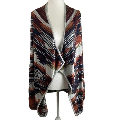 Cárdigan Lucky Brand S Plumero Frente Abierto Suéter Tejido Azteca Suroeste Tribal Foto 1 de 4