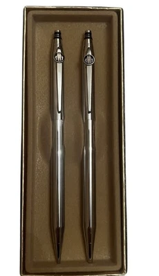 Conjunto de caneta e lápis mecânico vintage de aço inoxidável Quill  - Imagem 1 de 3