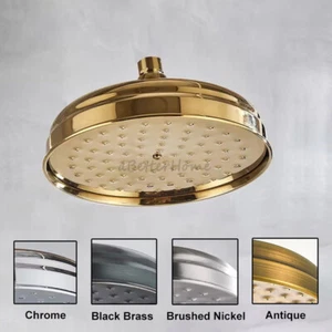 Gold Round Overhead Rain Shower Head Bath Replacement Top Sprayer 8 inch Solid - Picture 1 of 8