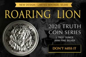 NIUE $2 TRUTH COIN 1 OZ SILVER ROARING LION COIN .9999 FINE RARE MINT 50K - Picture 1 of 4