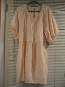 Old Navy Waist-Defined Puff-Sleeve Spring Gauze Mini Shirt Dress XL Peachy Orang - Picture 1 of 7