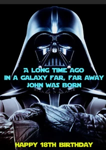 Personalised Star Wars Card Birthday Darth Vader A Long Time Ago Galaxy - Picture 1 of 1