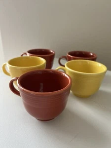 Vintage Fiesta Ware Mugs (3) Paprika (2) Yellow | Homer Laughlin HLC - Picture 1 of 10