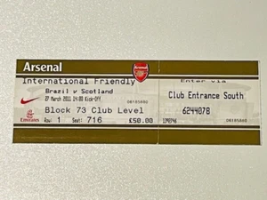 2011 BRAZIL V SCOTLAND 27-03-2011 INTERNATIONAL FRIENDLY MATCH TICKET @ ARSENAL - Picture 1 of 1