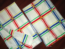 BIBB MID CENTURY COLORFUL PLAID RED BLUE GREEN YELLOW (2) STANDARD PILLOWCASES  