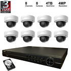 NVR Kit: 8 Channel NVR 4TB Hard Drive 4MP Dome IP Cameras 8 Pieces 