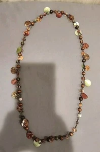 Fashion Statement Earth Tones Abalone Beaded Necklaces 36in (Lot Of 2) - Picture 1 of 4