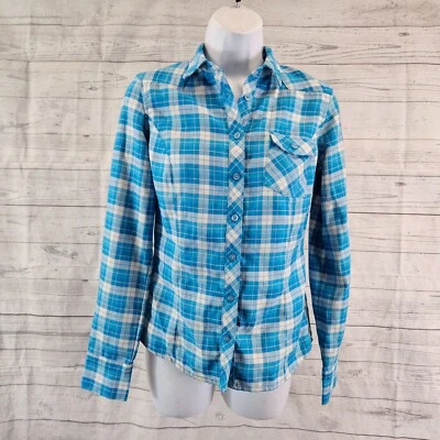 Mammut 女式纽扣衬衫 XS 码蓝色白色长袖 — 第 1/4 张图片