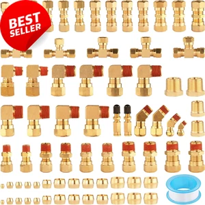 74Pcs DOT Air Brake Line Fittings Kit Brass Compression for Truck Industrial Use - Picture 1 of 12