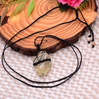 Natürlich Roh Zitrone Quarz Heilung Stilbit, Boho Makramee Handgemacht Kristall - Bild 1 von 4