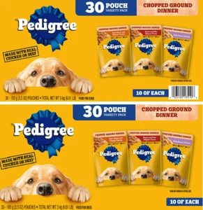 Pedigree Chopped Ground Dinner Wet Dog Food Variety Pack, 3.5 Oz Pouches(30Pack) - Picture 1 of 8