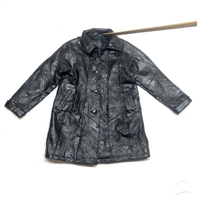 Maxam Brand Leather Jacket Womens L Black Italian Mosaic Coat Lambskin Button Up - Image 1 of 4